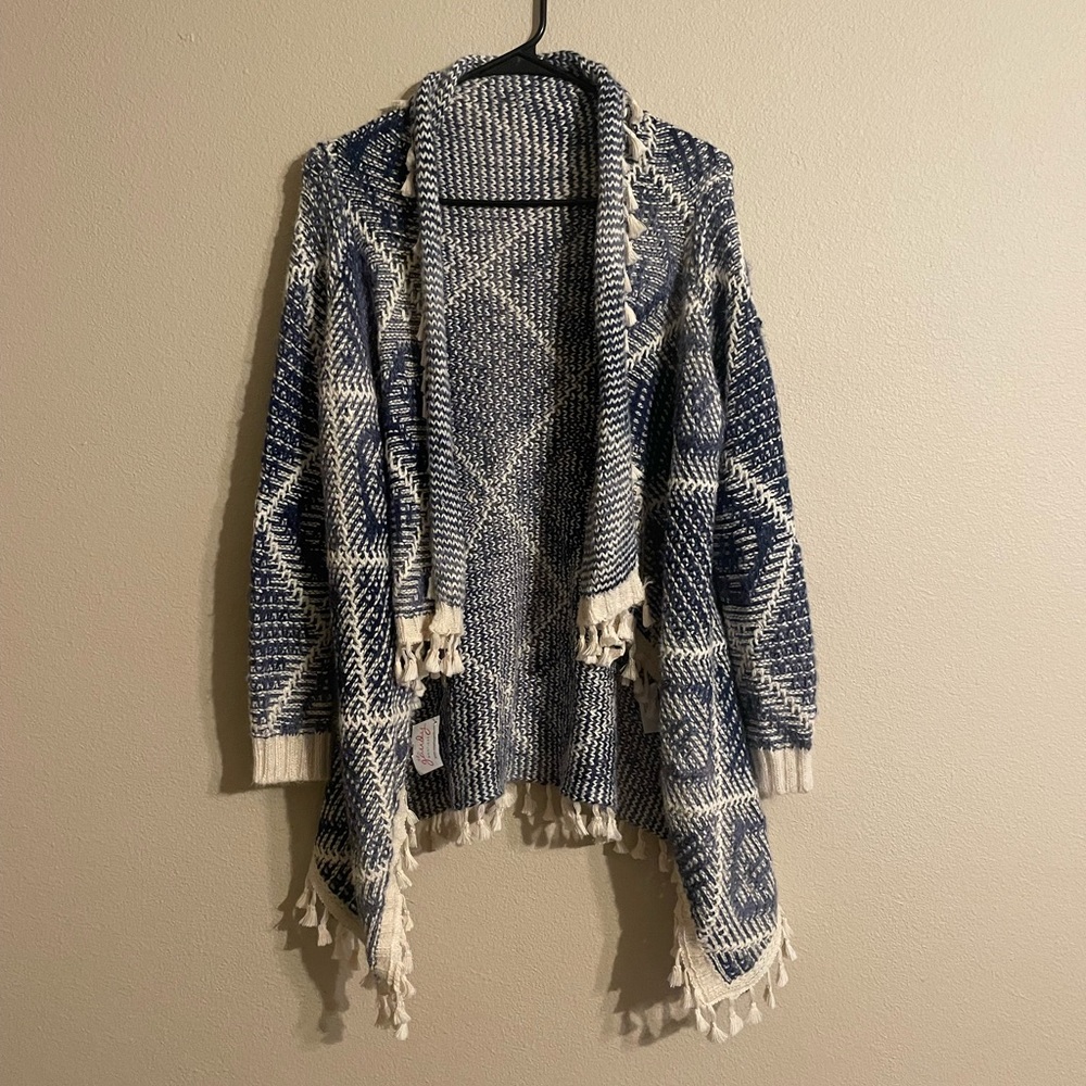 Navy blue fringe cardigan